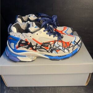 Balenciaga Blue and Red Track Sneakers